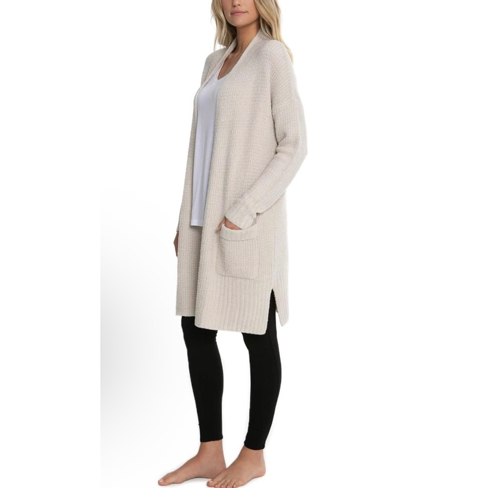 Barefoot Dreams CozyChic Lite Long Weekend Cardigan Size Large Beige Lounge